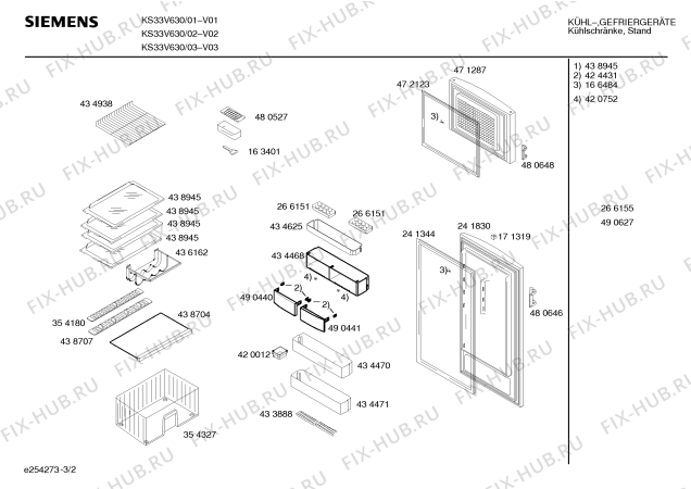 Взрыв-схема холодильника Siemens KS33V630 - Схема узла 02