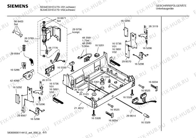 Схема №3 SE64E331EU с изображением Инструкция по эксплуатации для посудомойки Siemens 00691784
