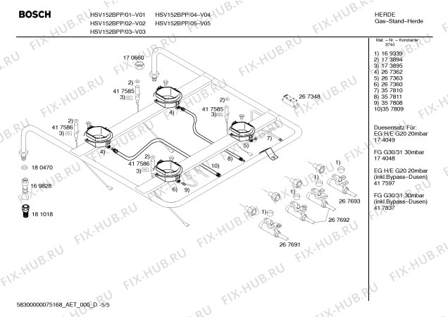 Схема №4 HSV152BPP Bosch с изображением Инструкция по эксплуатации для духового шкафа Bosch 00585478