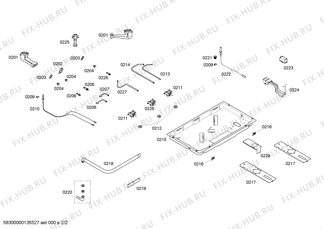 Взрыв-схема плиты (духовки) Bosch PBD7350AX - Схема узла 02