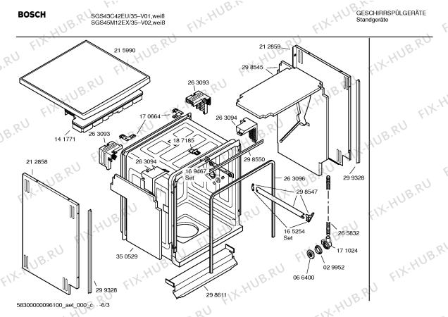 Схема №1 SE54M551EU с изображением Краткая инструкция для посудомойки Bosch 00592122