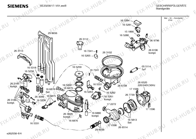 Взрыв-схема посудомоечной машины Siemens SE23230 - Схема узла 04