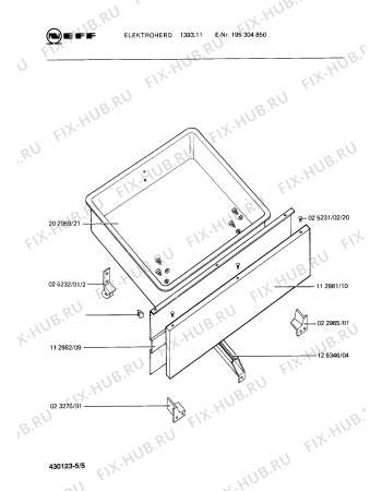 Взрыв-схема плиты (духовки) Neff 195304850 1393.11 - Схема узла 05