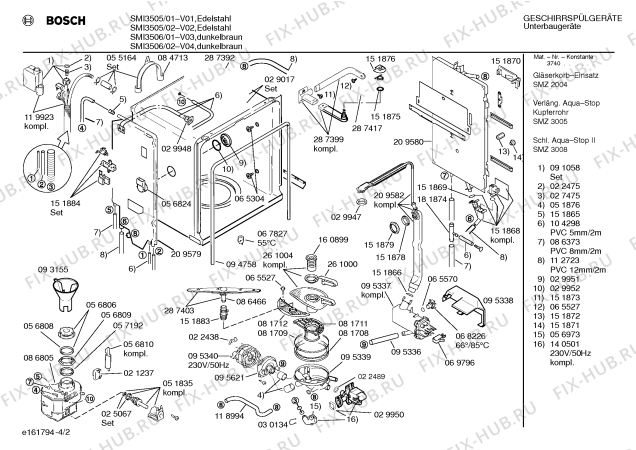 Схема №2 SMI3505 с изображением Панель для посудомоечной машины Bosch 00287888
