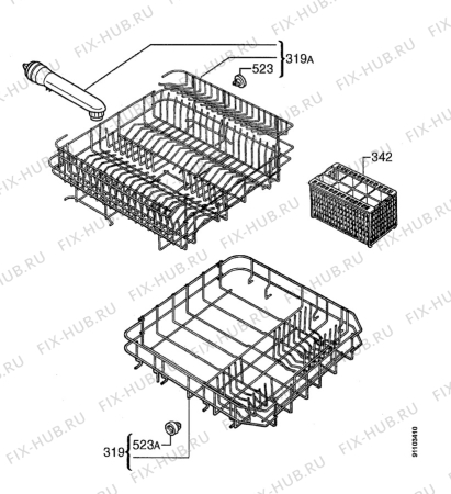 Взрыв-схема посудомоечной машины Electrolux 450TE - Схема узла W10 Baskets D