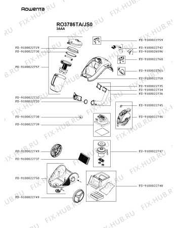 Схема №1 RO3786TA/JS0 с изображением Фильтр для пылесоса Rowenta FS-9100022757