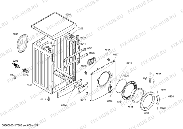 Взрыв-схема стиральной машины Bosch WAE20411TR - Схема узла 02
