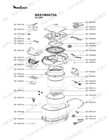 Схема №1 RK815832/79A с изображением Уплотнение для электропароварки Tefal SS-996090