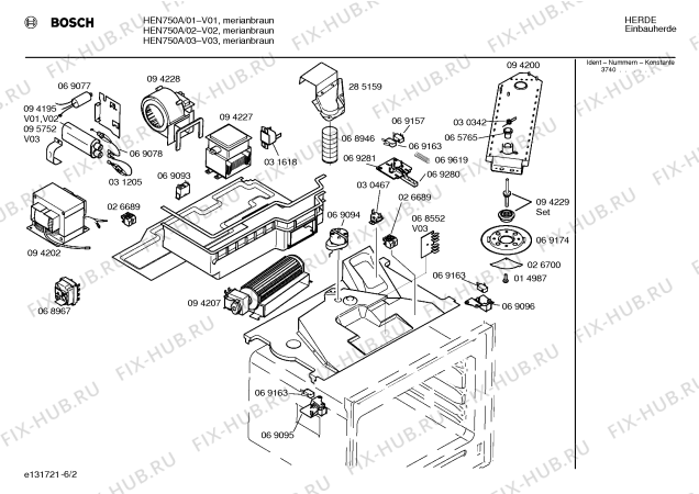 Схема №3 HEN750A с изображением Переключатель для электропечи Bosch 00069155