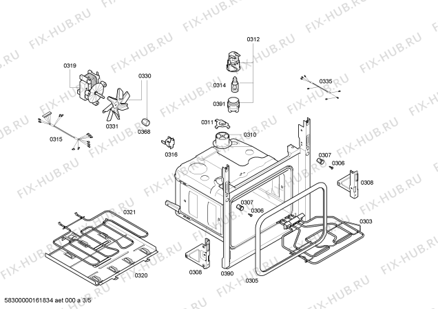 Взрыв-схема плиты (духовки) Bosch HBG43S420E H.BO.NP.L2D.IN.GLASS.B4/.B.E0_C/// - Схема узла 03