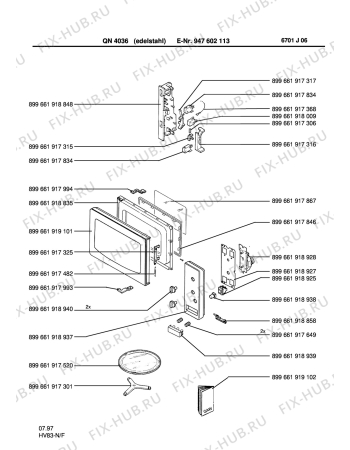 Взрыв-схема микроволновой печи Husqvarna Electrolux QN4036X - Схема узла Section1