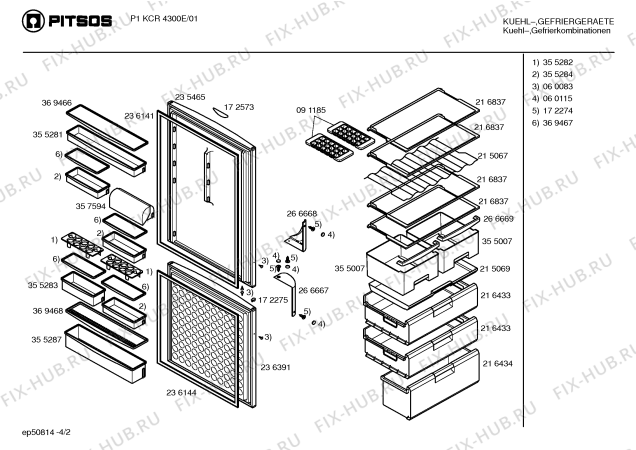 Взрыв-схема холодильника Pitsos P1KCR4300E - Схема узла 02