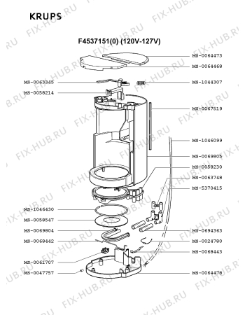 Взрыв-схема кофеварки (кофемашины) Krups F4537151(0) - Схема узла HP001830.5P2