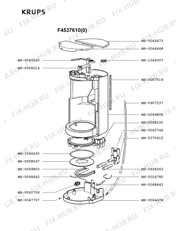 Взрыв-схема кофеварки (кофемашины) Krups F4537610(0) - Схема узла MP001831.0P2
