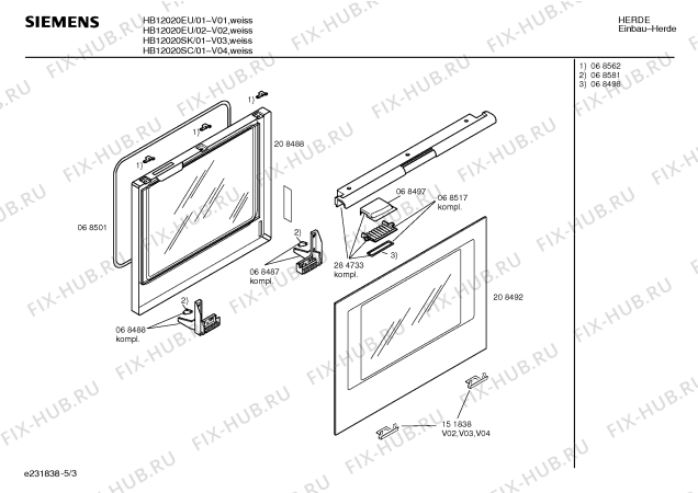 Взрыв-схема плиты (духовки) Siemens HB12020SK - Схема узла 03
