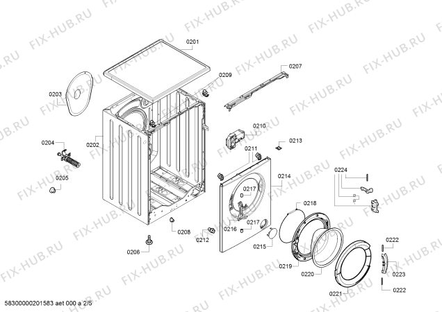 Взрыв-схема стиральной машины Bosch WAB28280 - Схема узла 02