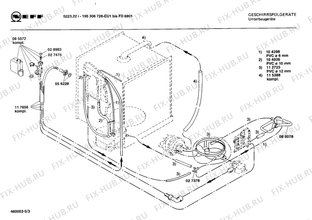 Схема №3 195306861 5223.11S с изображением Панель для электропосудомоечной машины Bosch 00117709