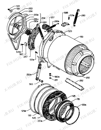 Взрыв-схема стиральной машины Zanussi ZF2000 - Схема узла Tub and drum