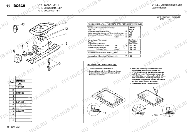 Взрыв-схема холодильника Bosch GTL2002 - Схема узла 02