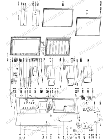 Взрыв-схема холодильника Kitchen Aid KCBCR 18600 (UK) - Схема узла
