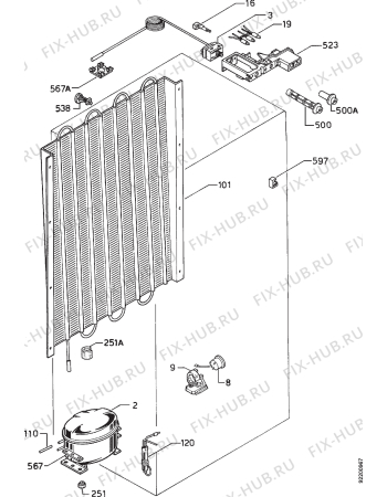Взрыв-схема холодильника Zanussi ZVF67 - Схема узла Cooling system 017