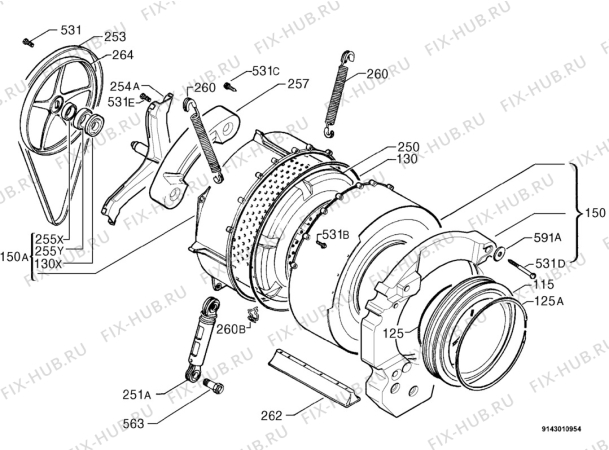 Взрыв-схема стиральной машины Rex RI1000 - Схема узла Functional parts 267