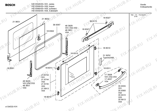Схема №1 HEV3500 с изображением Инструкция по эксплуатации для духового шкафа Bosch 00582821
