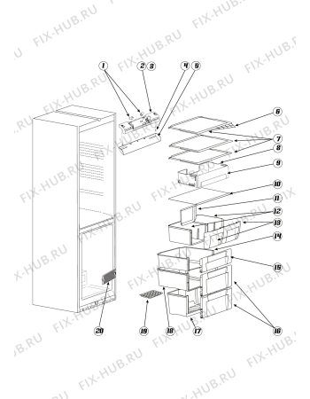 Взрыв-схема холодильника Indesit B18FNFNXH (F062776) - Схема узла