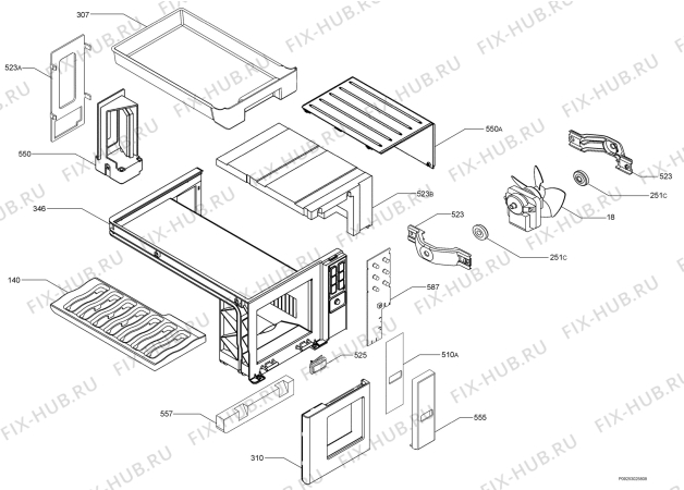 Взрыв-схема холодильника Privileg 809694_41922 - Схема узла Cabinet + furniture (extra)