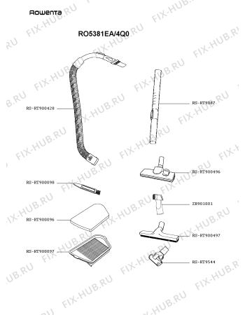 Взрыв-схема пылесоса Rowenta RO5381EA/4Q0 - Схема узла 9P005055.3P2