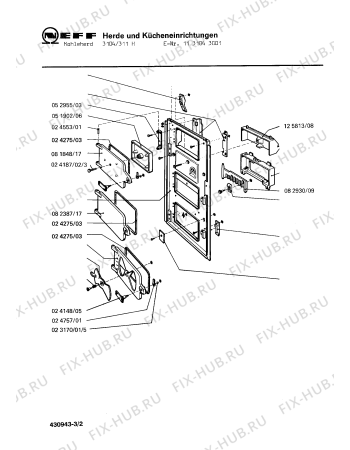 Схема №1 1134043201 3404/311H с изображением Огнеупорный камень для электропечи Bosch 00125858