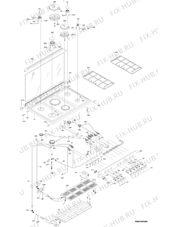Взрыв-схема плиты (духовки) Aeg C9420G-W - Схема узла Section 1