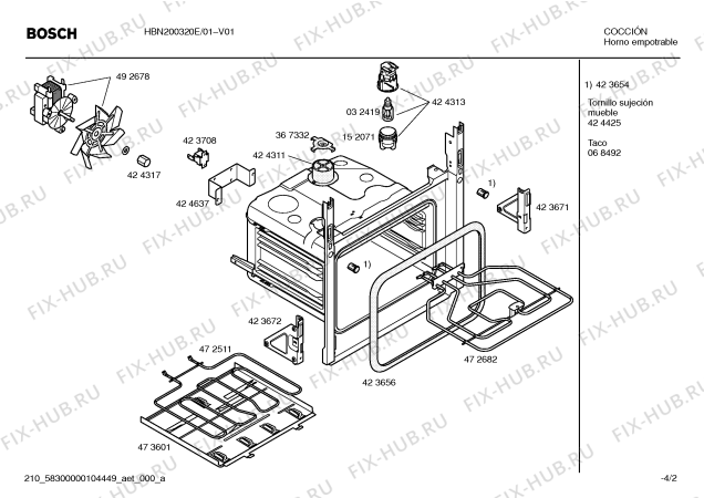 Взрыв-схема плиты (духовки) Bosch HBN200320E - Схема узла 02