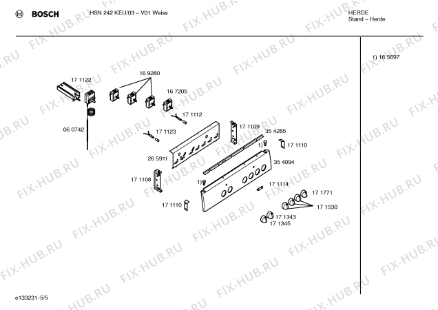 Схема №2 HSS252KEU с изображением Ручка конфорки для духового шкафа Bosch 00171771