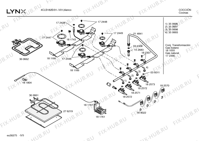 Схема №1 4CLB182B с изображением Передняя часть корпуса для плиты (духовки) Bosch 00433600