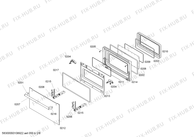 Схема №1 HBC86P750N с изображением Ручка двери для электропечи Bosch 00444634