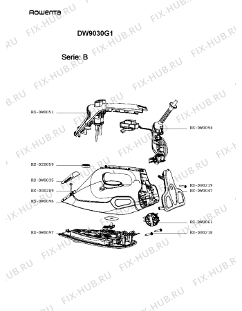 Схема №1 DW9030D1 с изображением Ручка для электроутюга Rowenta RS-DW0051