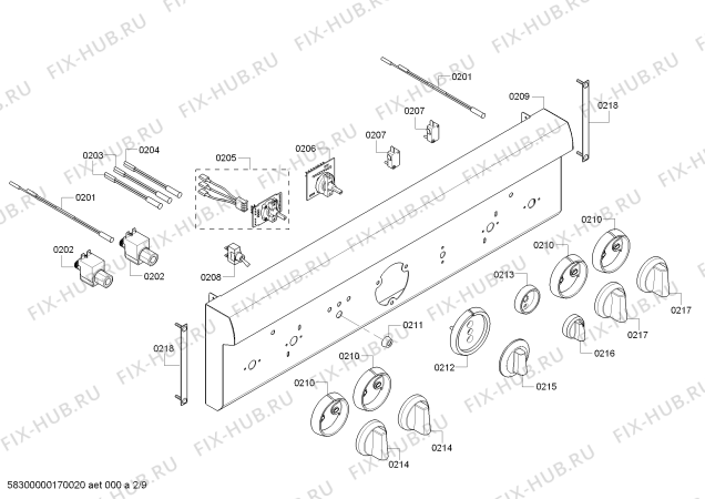Схема №2 PRD305PH Thermador с изображением Ремкомплект для духового шкафа Bosch 00651284