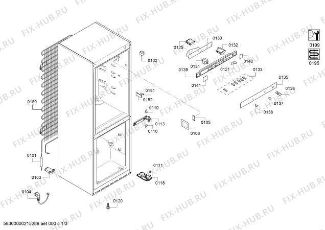 Схема №1 KGV36XK2AR, Bosch с изображением Дверь морозильной камеры для холодильника Bosch 00777299