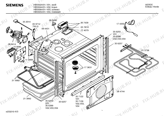 Схема №1 HB55044 S2001 с изображением Панель управления для электропечи Siemens 00357643