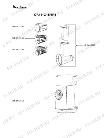 Взрыв-схема кухонного комбайна Moulinex QA411G15/6R1 - Схема узла YP004712.2P4