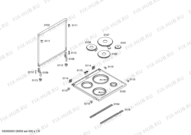 Схема №3 HSN120020E с изображением Панель управления для плиты (духовки) Bosch 00668292