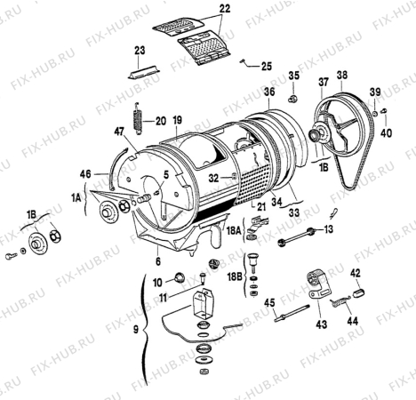 Взрыв-схема стиральной машины Husqvarna Electrolux QW6565-1 - Схема узла W30 Drum C