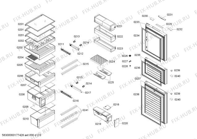 Схема №2 KG30FS1GEC с изображением Модуль управления, незапрограммированный для холодильника Siemens 12014155