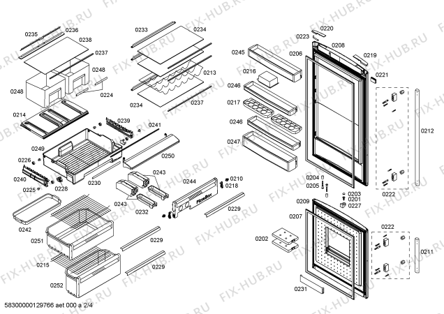 Схема №1 K5890X4RU с изображением Вкладыш в панель для холодильной камеры Bosch 00668467
