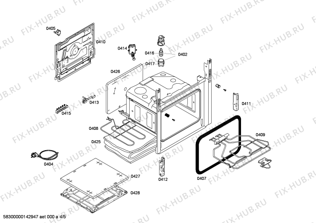Взрыв-схема плиты (духовки) Siemens HM443210N - Схема узла 04