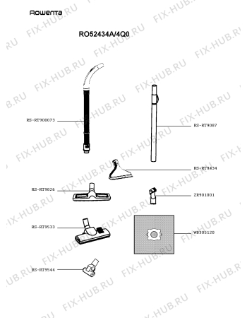 Взрыв-схема пылесоса Rowenta RO52434A/4Q0 - Схема узла YP004643.8P2