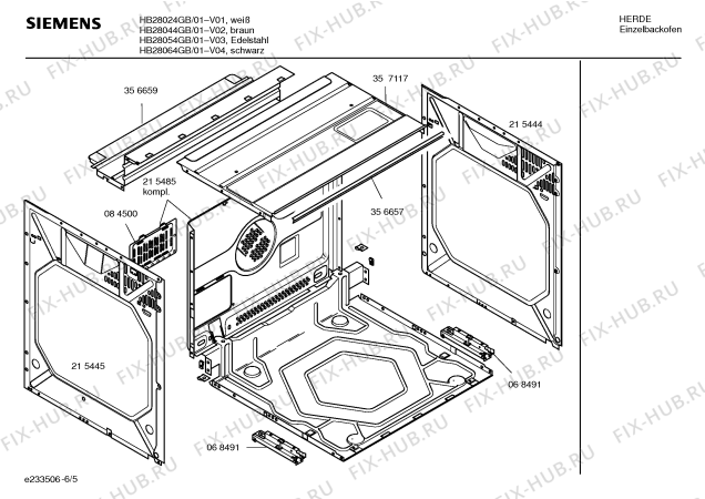 Взрыв-схема плиты (духовки) Siemens HB28044GB - Схема узла 05