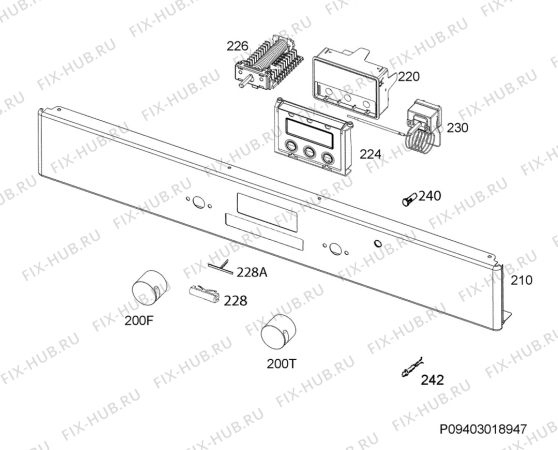 Взрыв-схема плиты (духовки) Electrolux EKI6451AOX - Схема узла Command panel 037
