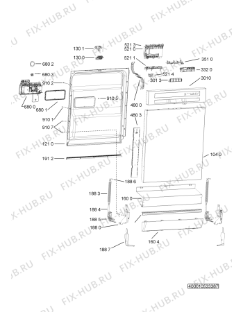 Взрыв-схема посудомоечной машины Indesit ADP6332WH1 (F091615) - Схема узла